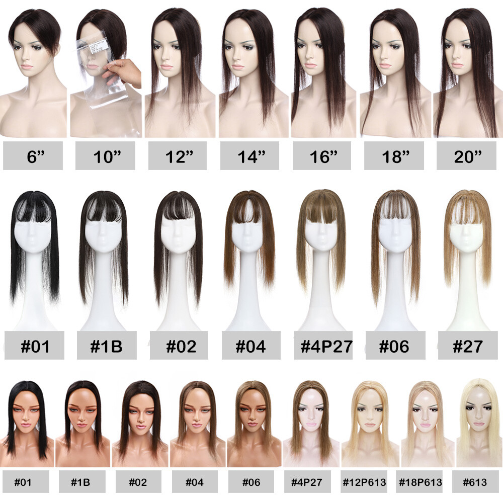 US 100% Human Hair Women Topper Hairpiece Clip In Mono Silk Base Top Wigs Toupee