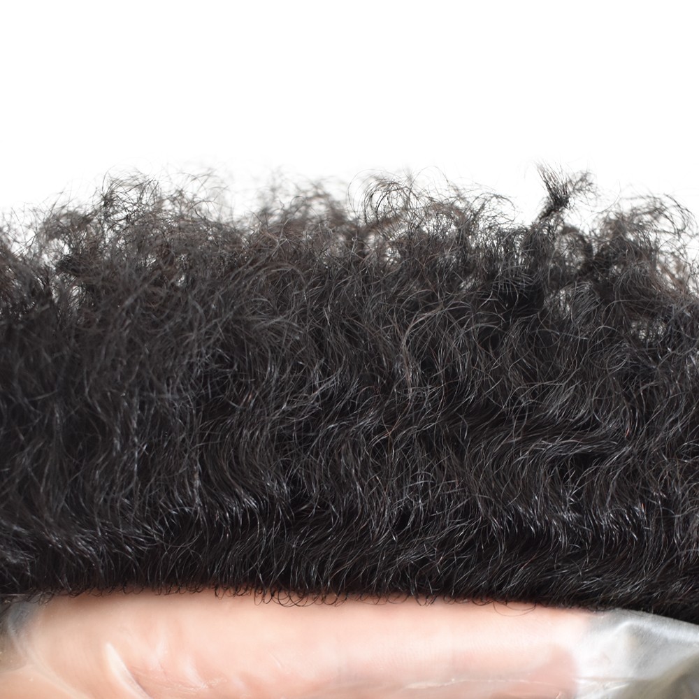 Hair Units for Black Men Thin Skin Afro Curly African American Toupee Hairpieces