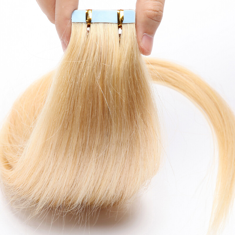 200g 80pcs Thick Skin Weft Tape In Remy Human Hair Extensions Full Head Blonde