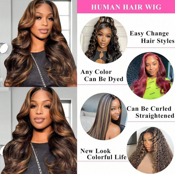 13×4 Body Wave Ombre 1B/30 Lace Front Wigs Transparent Lace Wigs
