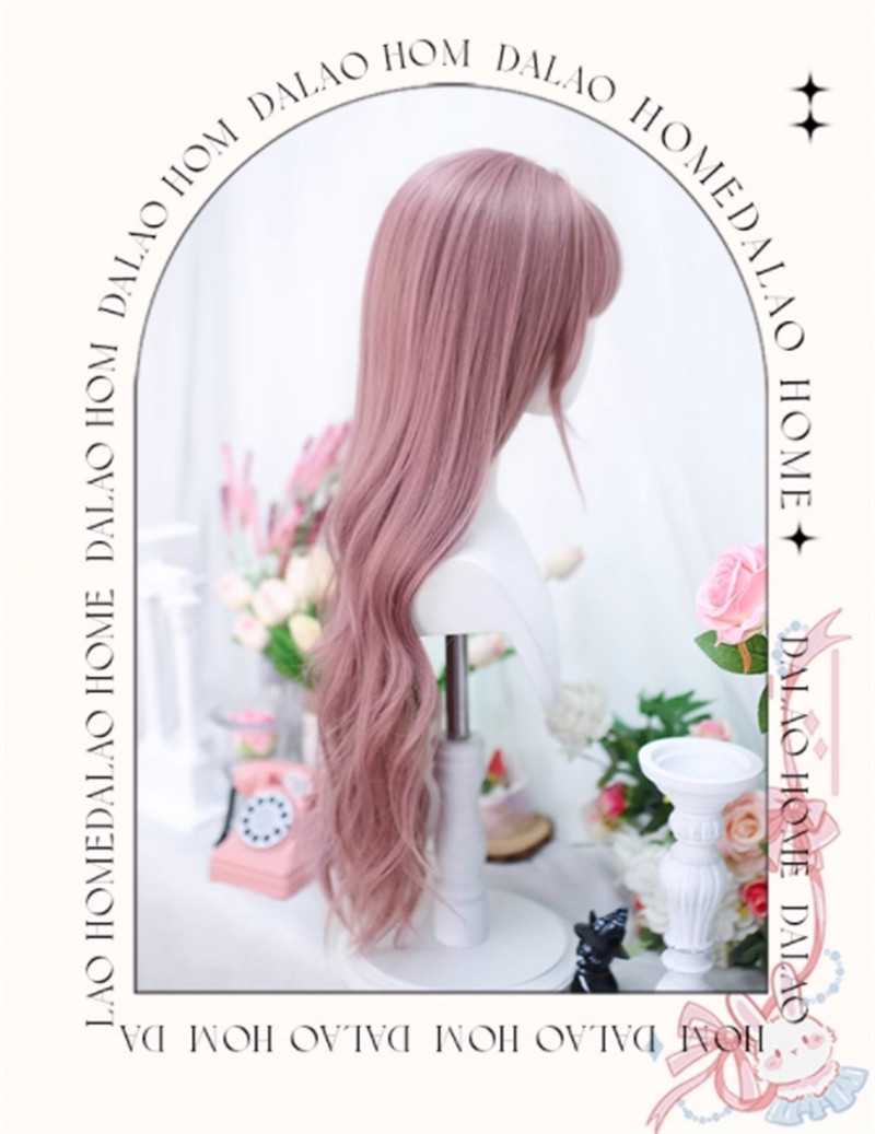 Japanese Style Long Curly Pink Hair Lolita Wigs Youyou No Hairpiece Accessories