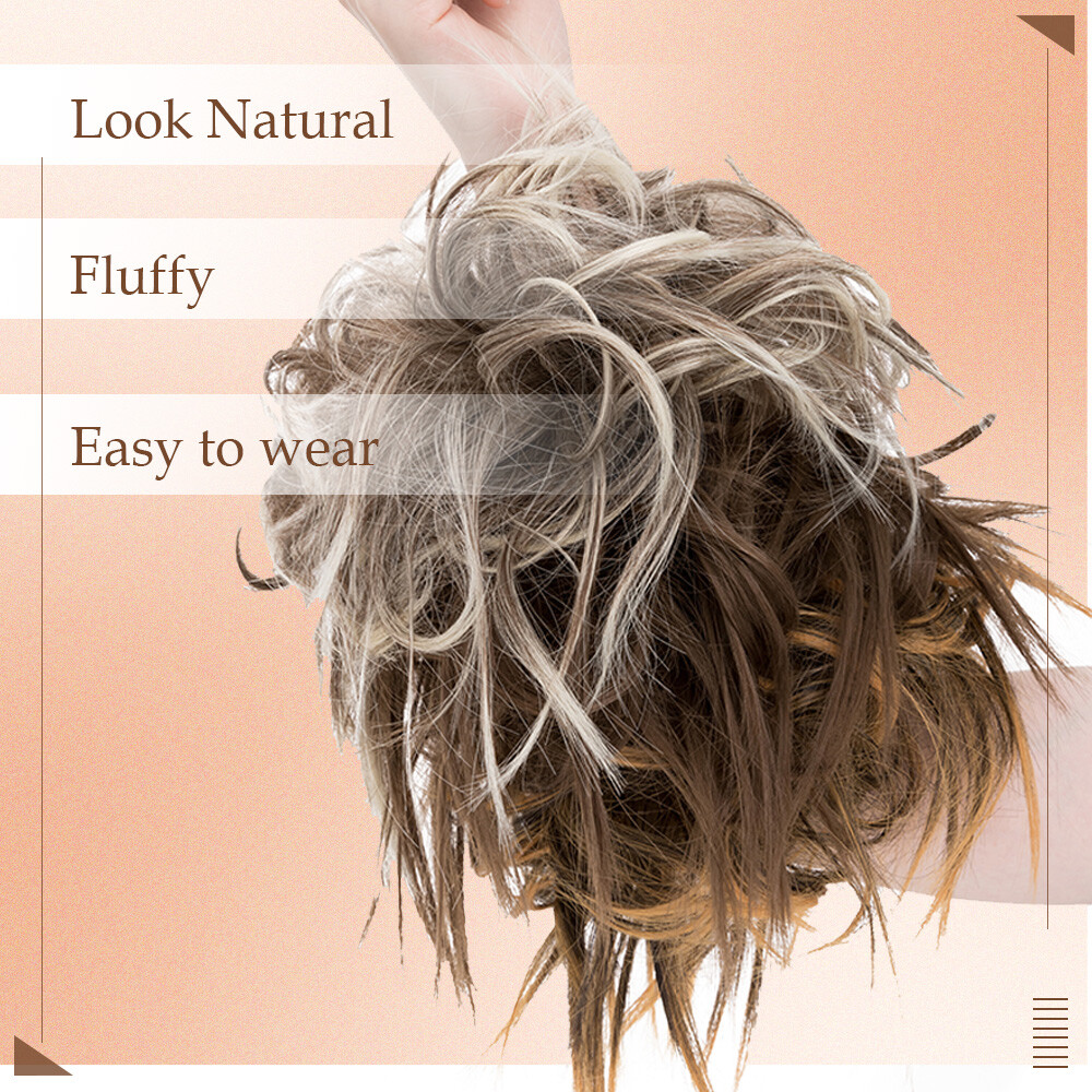Curly Messy Bun Hair Piece Thick Updo Scrunchie Hair Extensions Real As Human US