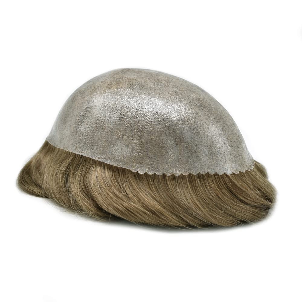 Full Poly Thin Skin Mens Toupee Hairpiece Human Hair System Replacement Wigs