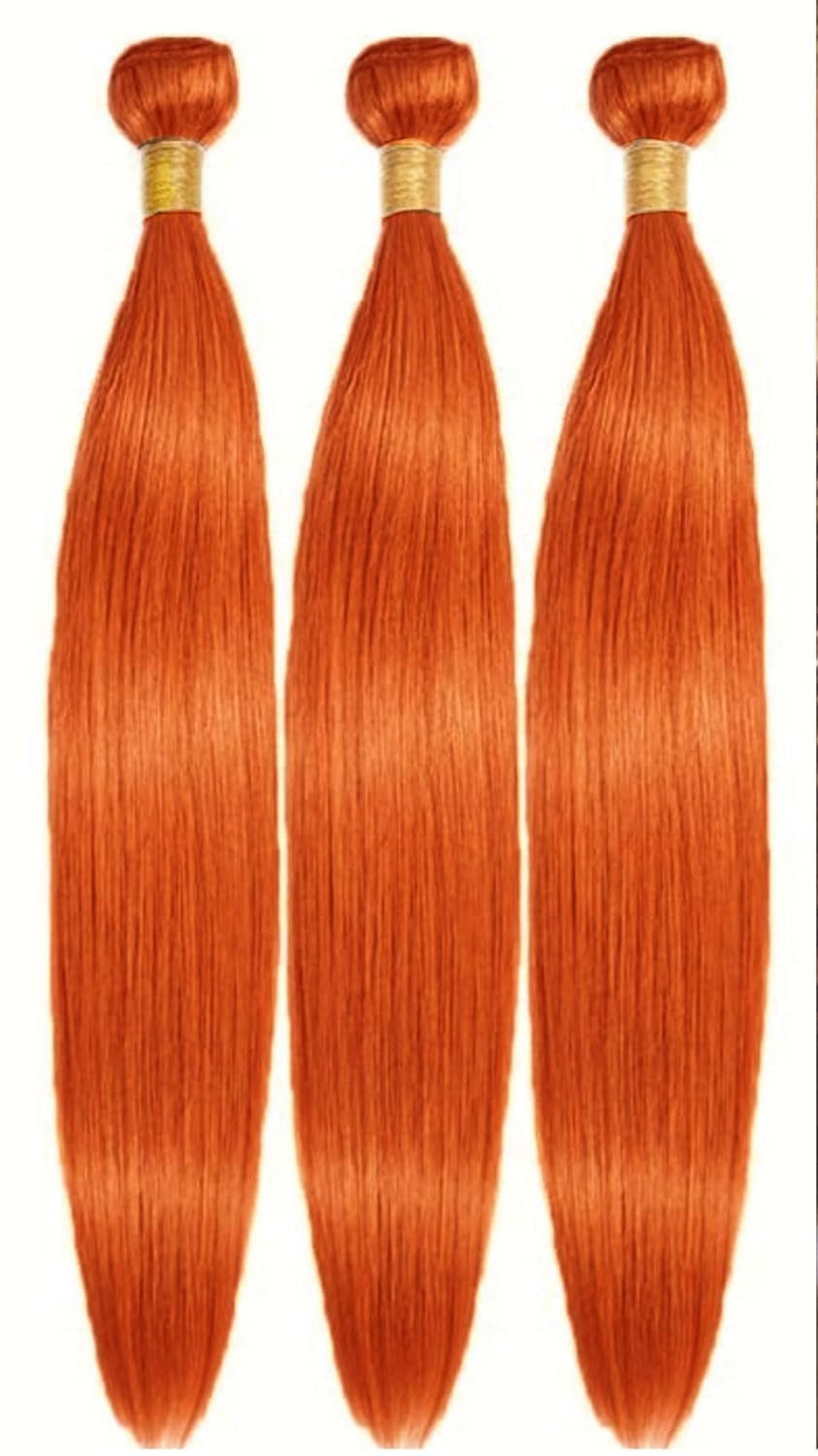 Ginger Orange 350 Human Hair Bundles 10 12 14 Inch Straight Bundles Human Hair 3