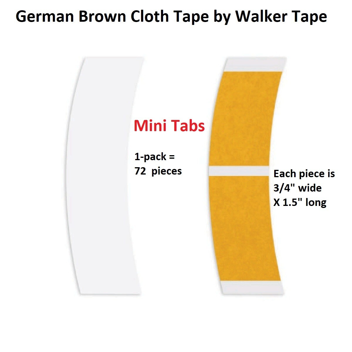 German Brown Cloth Tape Mini Tabs 1 pack 72 pieces by Walker Tape Co.