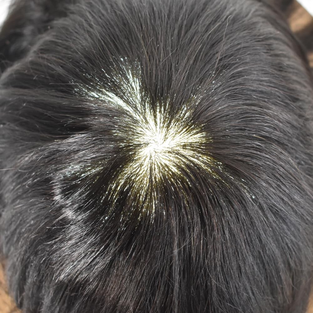 Toupee for Men Hair Replcement System Mens Toupee Full Poly Thin Skin Human Hair