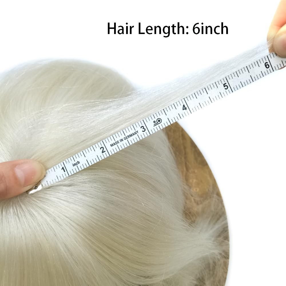 Mens Toupee HumanHair Systems Full Poly Thin Skin HairPiece Replacement SystemUS
