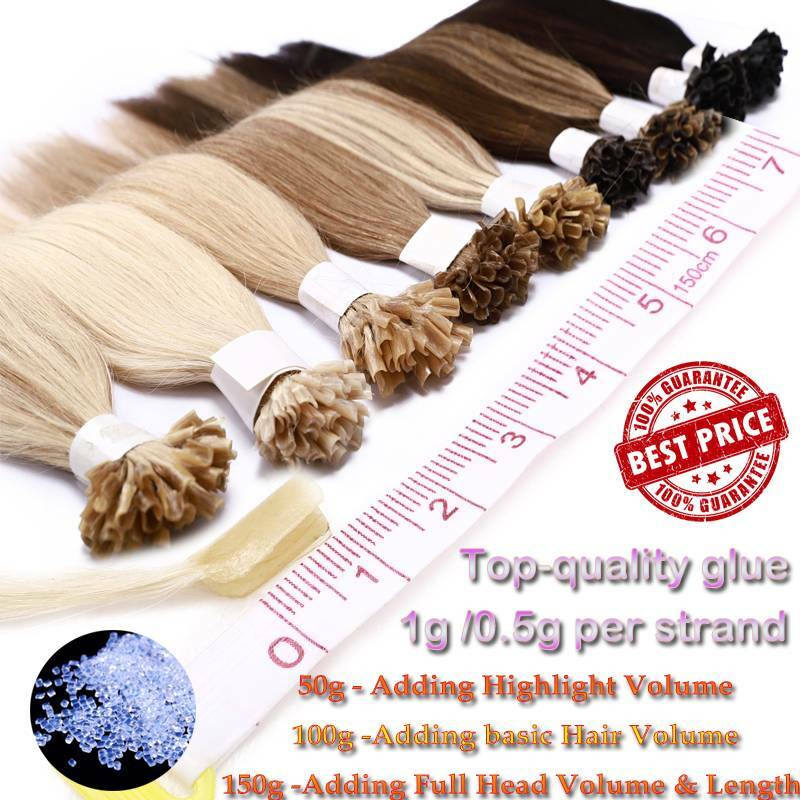 Remy Nail U Tip 100% Human Hair Extensions Fusion Keratin Pre Bonded Balayage US