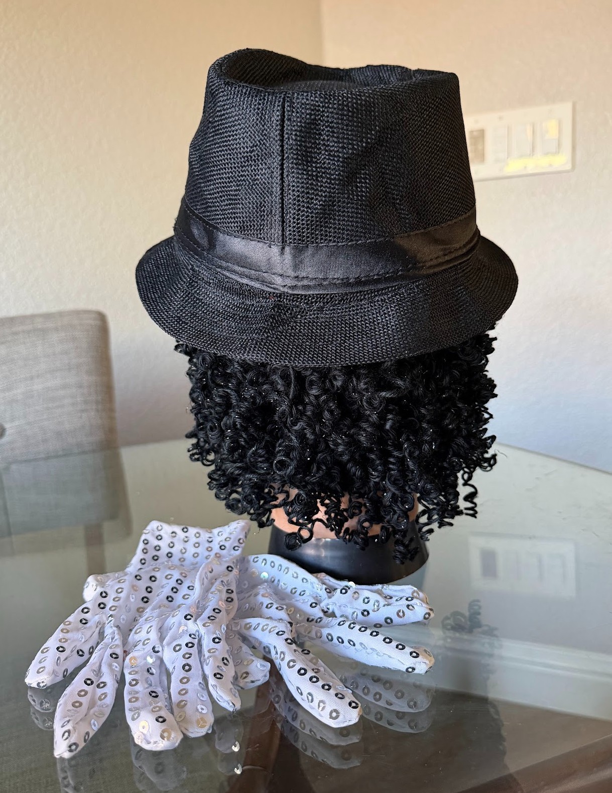 Black Afro-Jheri Curls Costume performance WIG with accessories Wearable Art