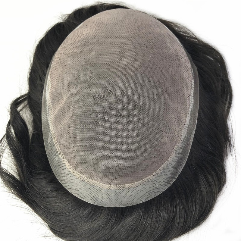 Durable Men Human Hair Replacement System Hairpiece Fine Mono Skin Around Toupee