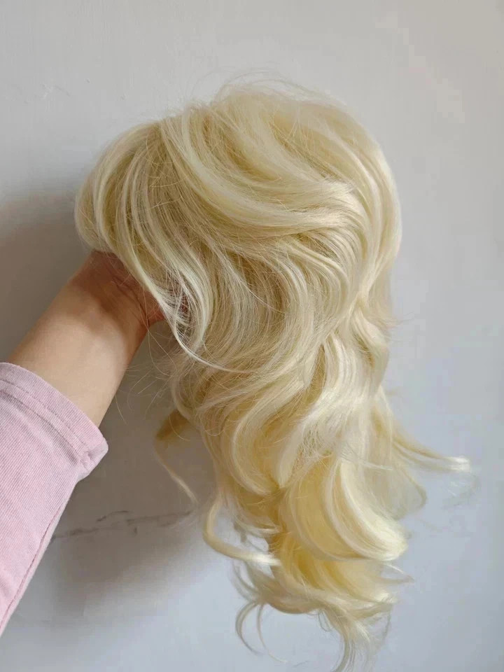 Curly Wave Bob Wig Short Blonde Wig With Bangs For Women Synthetic Nat