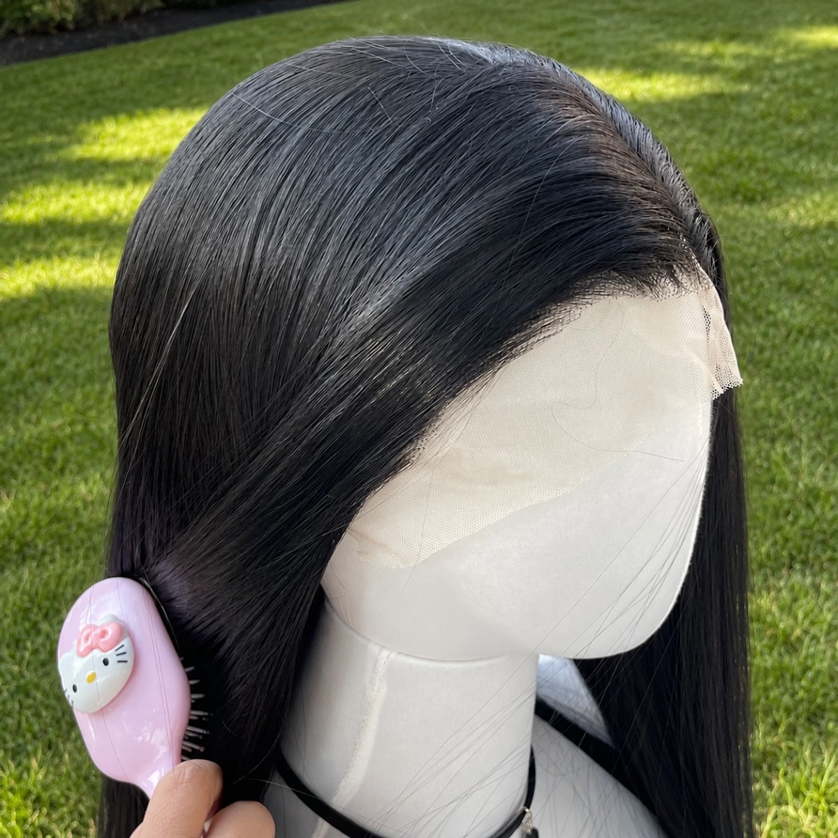 Lace Frontal Wig Soft Long Straight Black Heat Resistant Hair Women