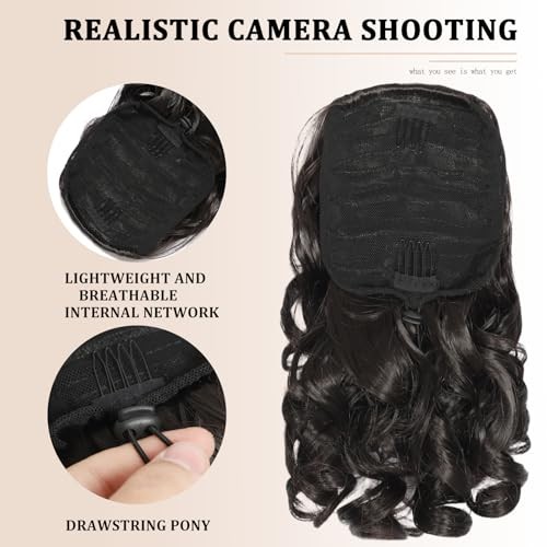 Drawstring Ponytail 14inch Curly Ponytail Extension 14 Inch Black Brown