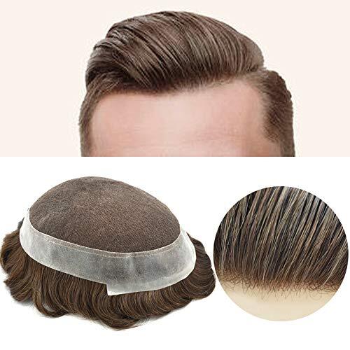 USMens Toupee French Lace Hairpiece Poly Pu Skin Around Hair System(Customized)
