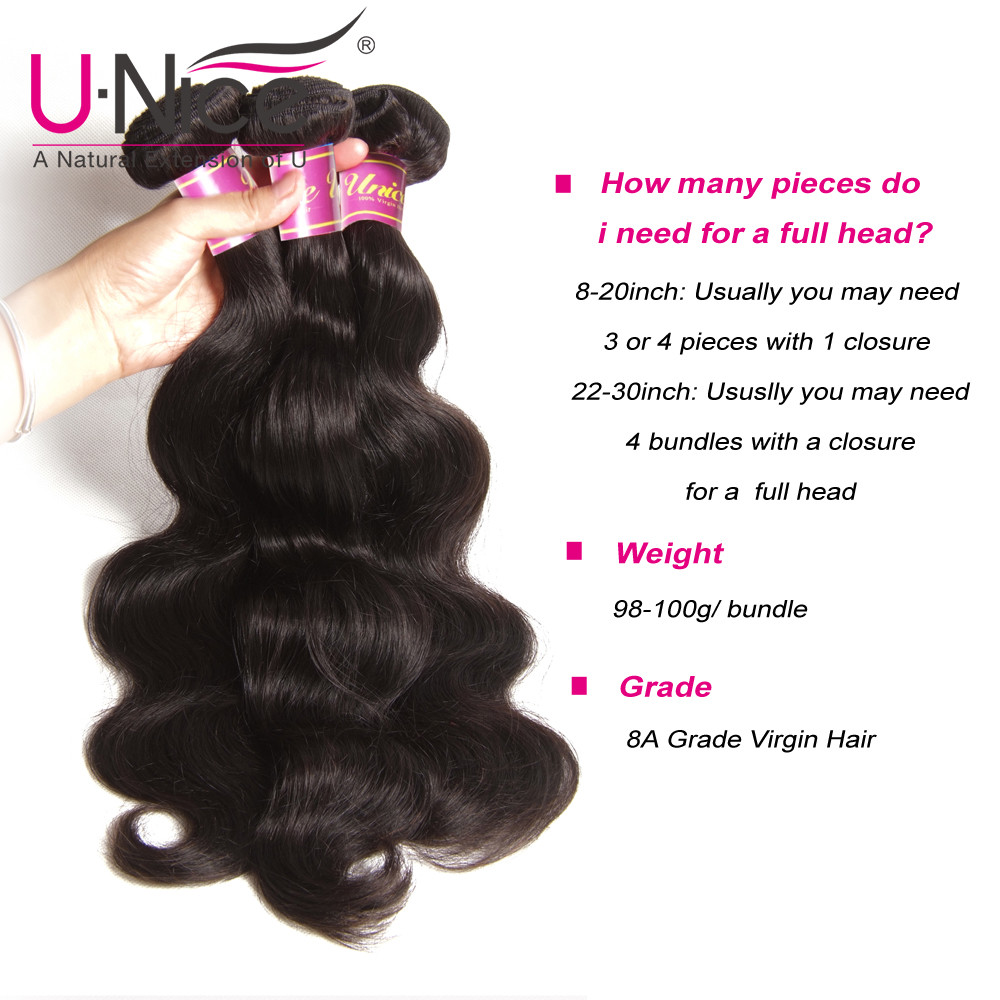 UNice Hair Cambodian Body Wave Bundles Virgin Human Hair Extensions Weaves Wefts
