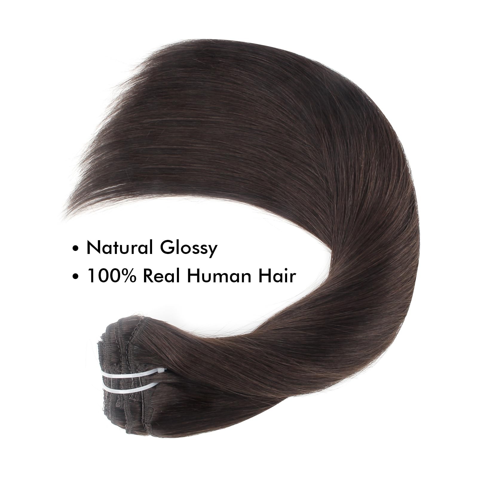 Sixstarhair Clip In Hair Extensions Human Hair Dark Brown 140G Clip In Hair