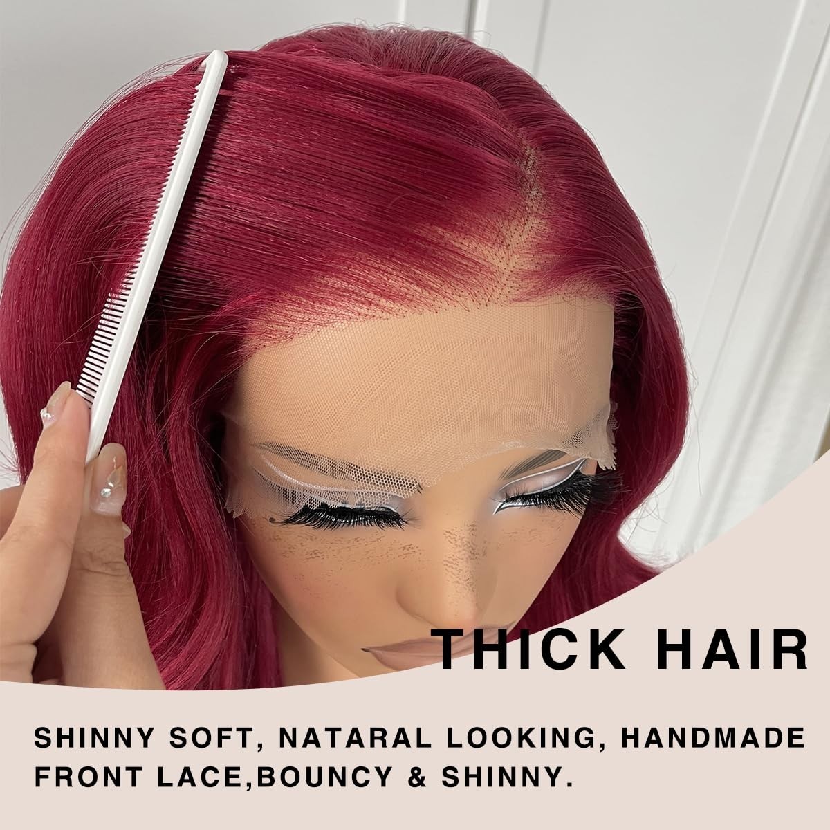 LACE FRONT WIG HUMAN HAIR BLENDED BODYWAVE RED BLONDE