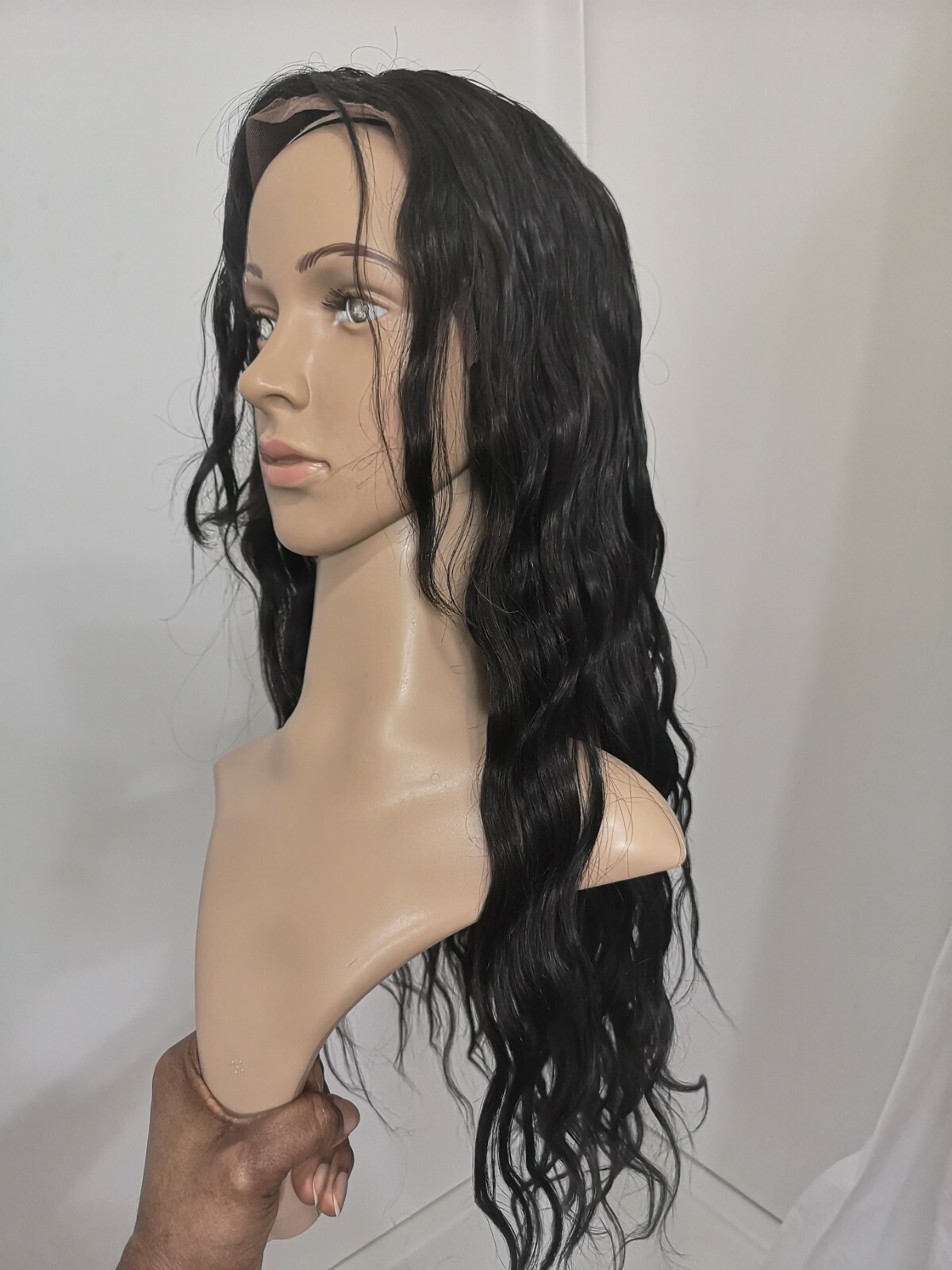Custom High Quality Sexy 24” Virgin Human Hair Front Lace Wig 1B