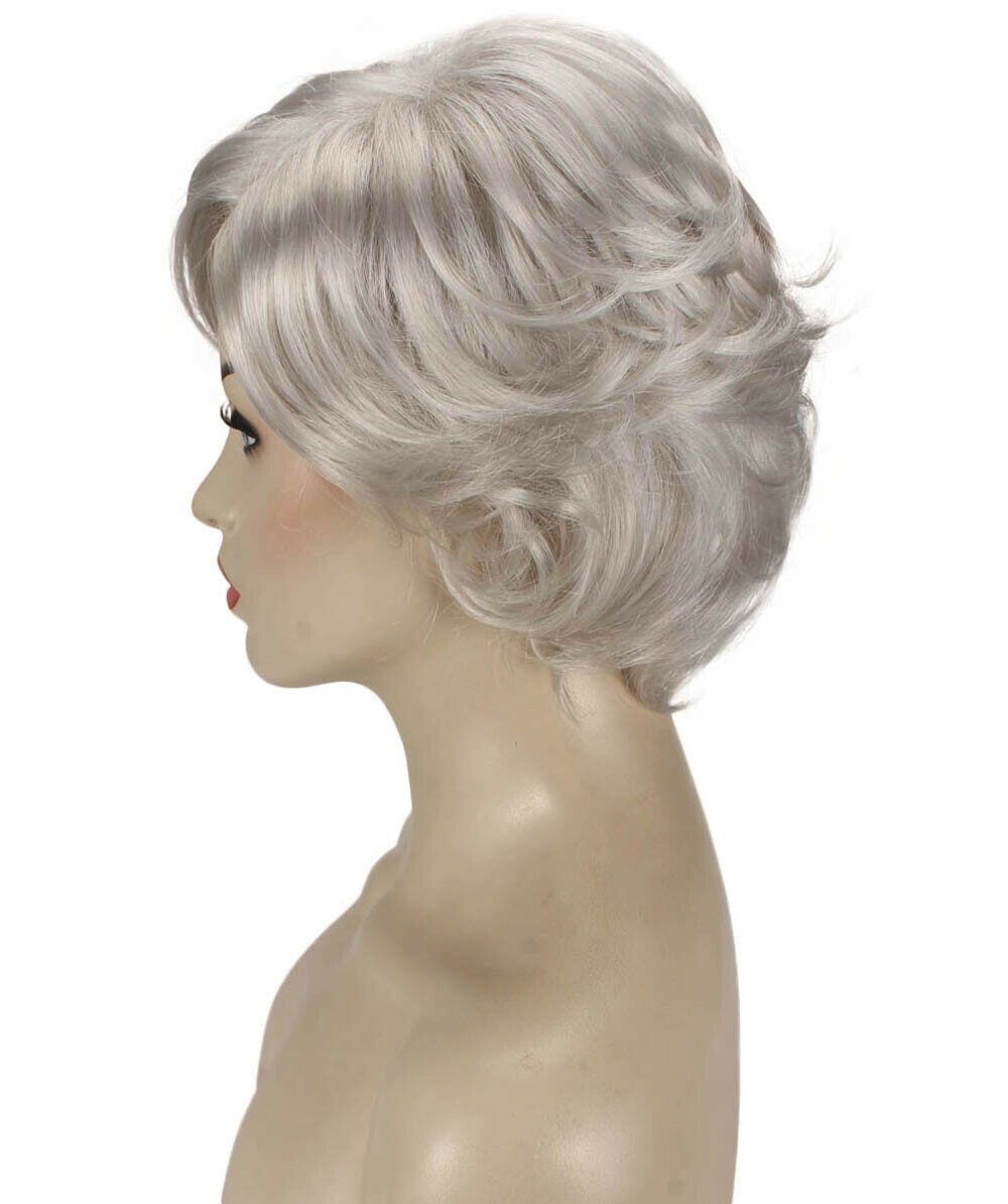 Lana – Straight Kanekalon Synthetic Fiber Full Wig, 3.25 – 6.5 in, Silver Grey