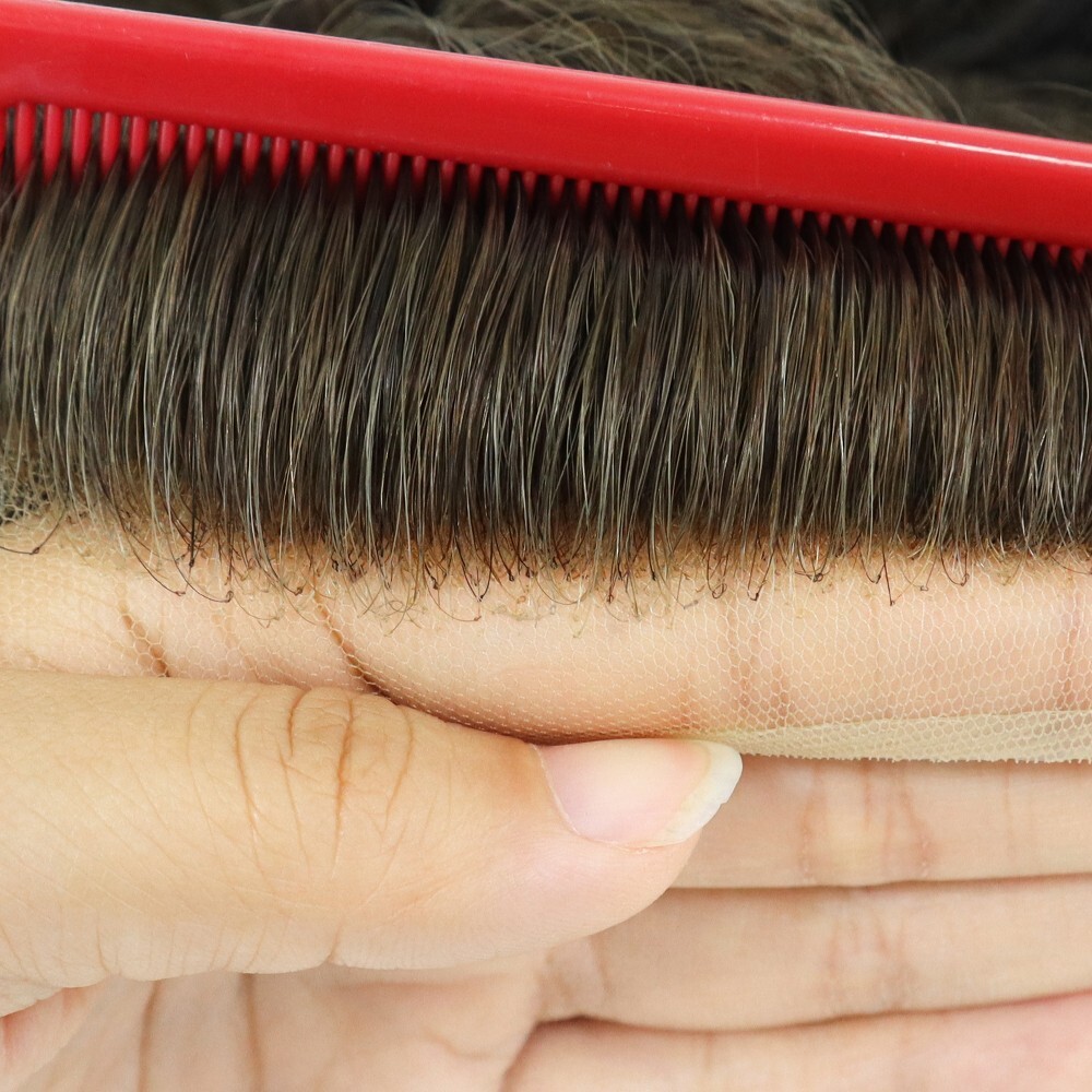 Toupee For Mens Lace Front Human Hair Replecement System Hairpieces Bleach Knots
