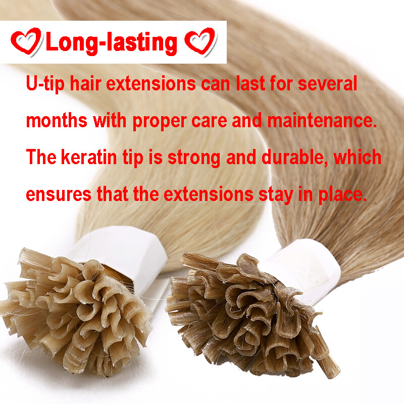 Fusion Keratin Glue Nail U Tip 100% Remy Human Hair Extensions 200Strands Thick
