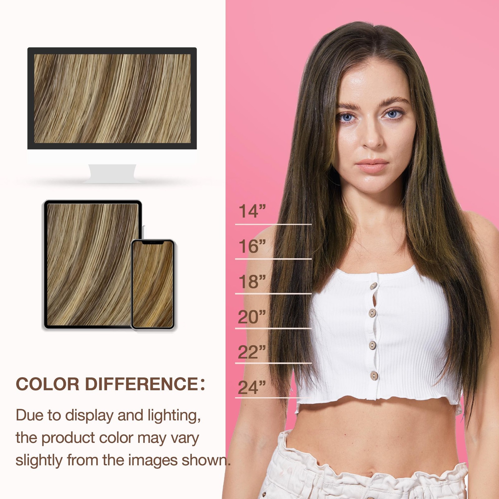 Genius Sew In Remy Weft Hair Extensions, 4/26/4 Balayage Chocolate Brown to H…