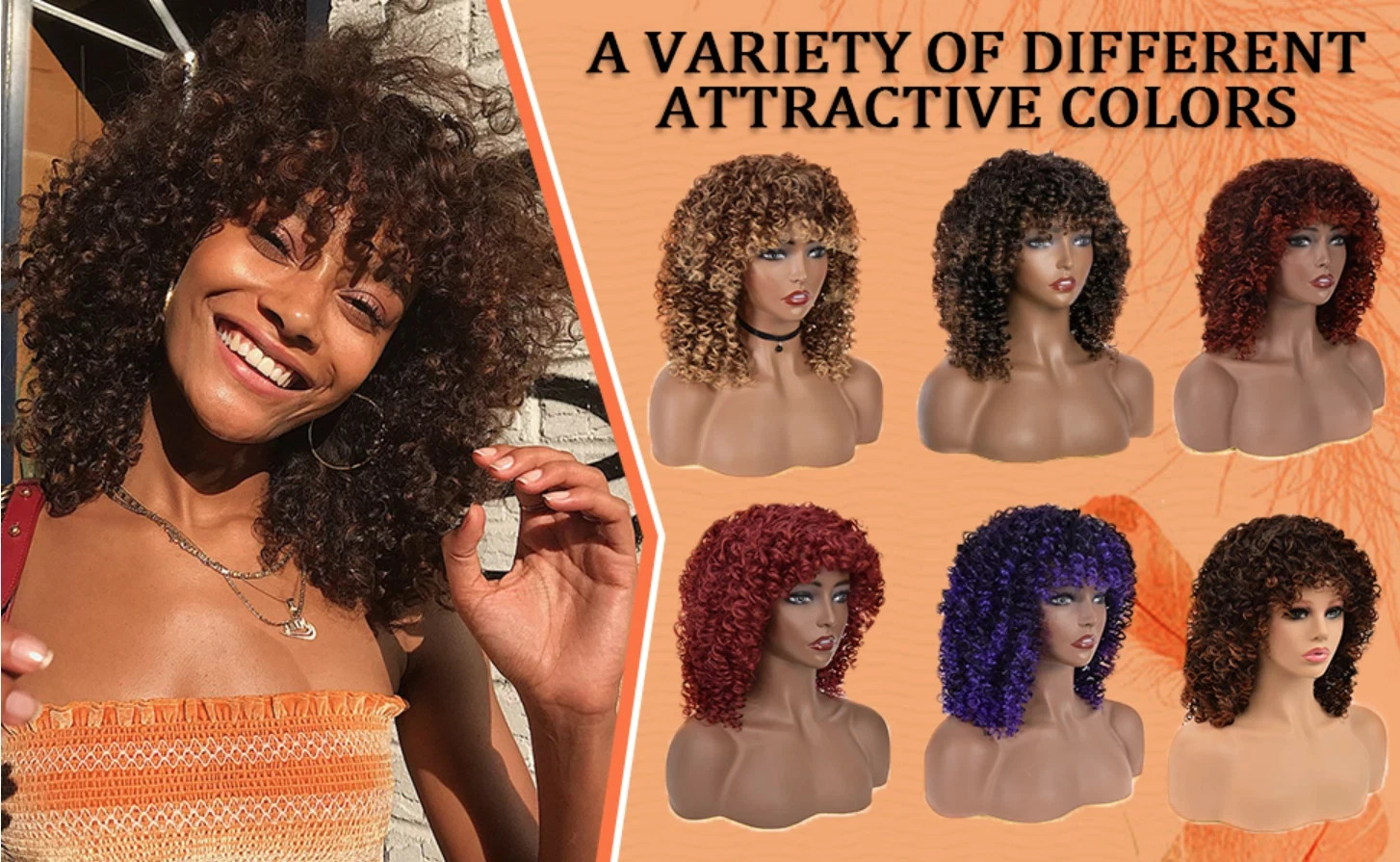 Afro Curly Wig for Black Women 15 in Natural Black Heat Resistant Synthetic