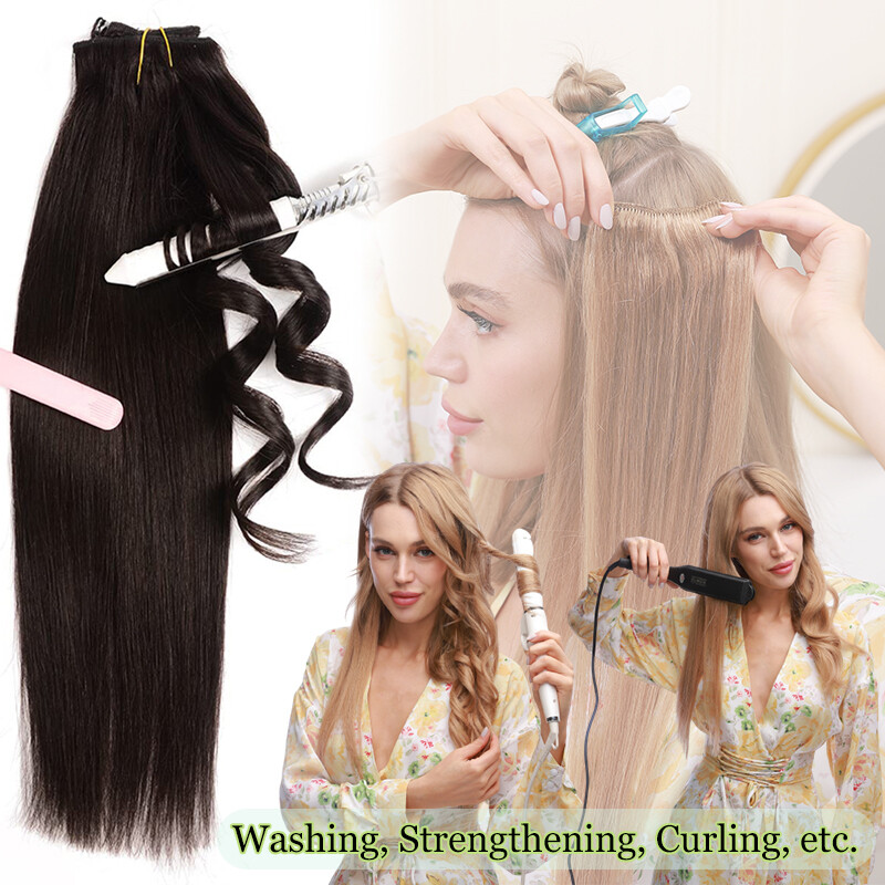 100% Clip In Armenian Remy Human Hair Extensions Full Head 8pcs Highlight THICK