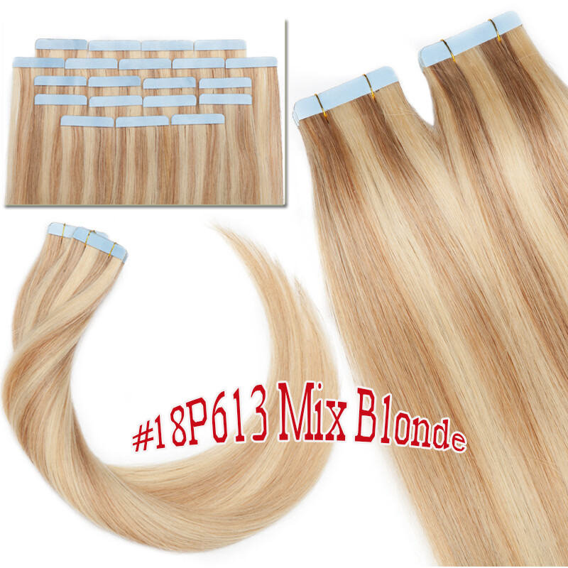 60PCS 150G Remy Tape in Real Human Hair Extensions Russian 12″-24″ Ombre Thick F