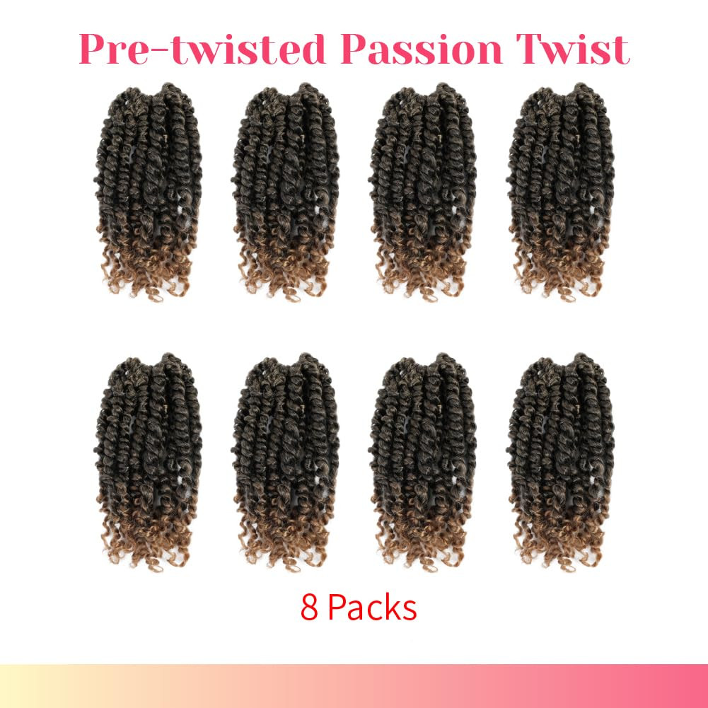 The Pre-twisted Passion Twist Crochet Hair 6 Inch Short Pre-looped Crochet Pa…