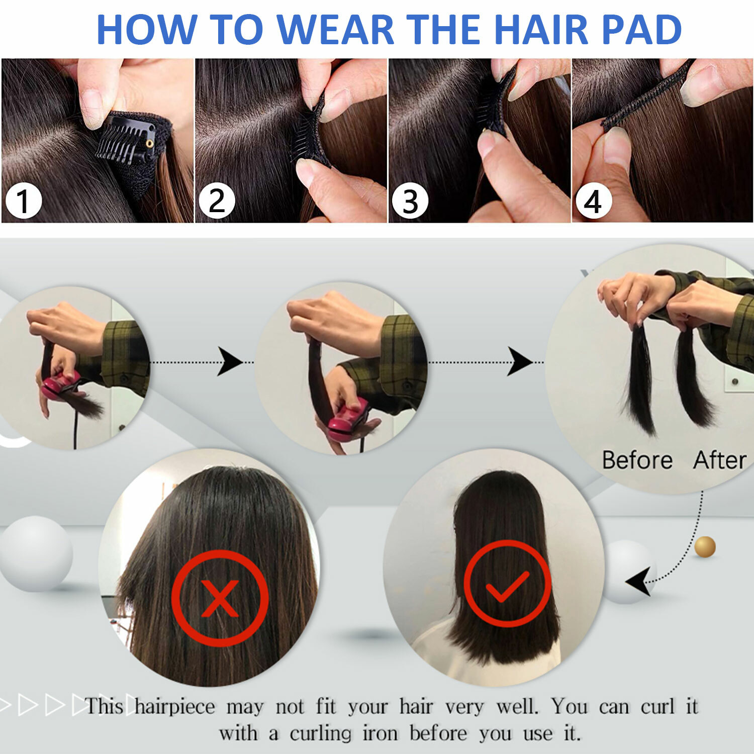 Mini Hair Pad Remy Human Hair Clip In Hair Extensions Invisible Topper Hairpiece