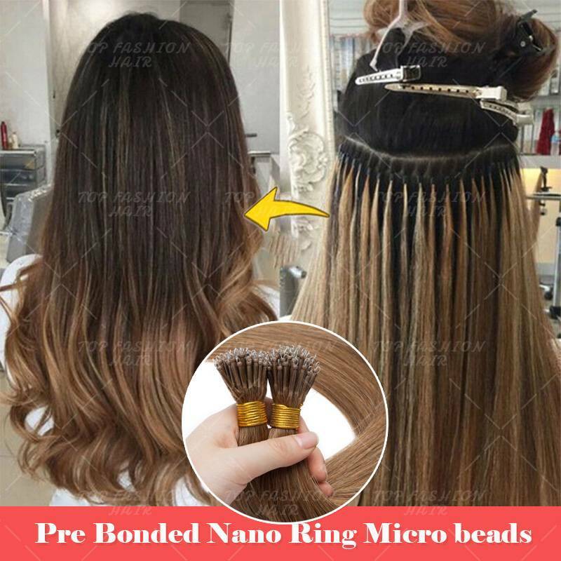 THICK Russian Nano Ring Micro beads Tip 100% Remy Human Hair Extensions 1g/s D02