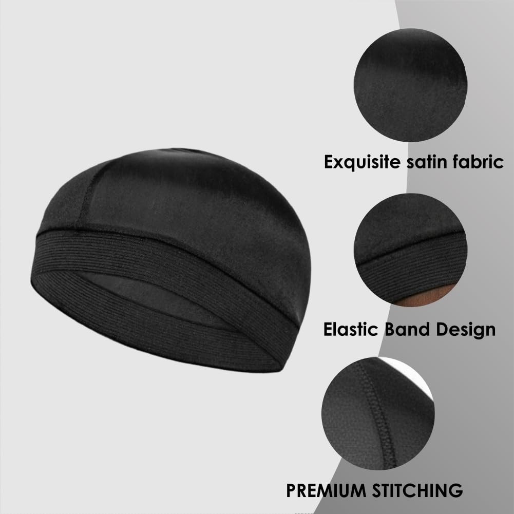 Silky Satin Durags for Men & Women – Long Tail Do Rag Cap, Headwrap for Waves