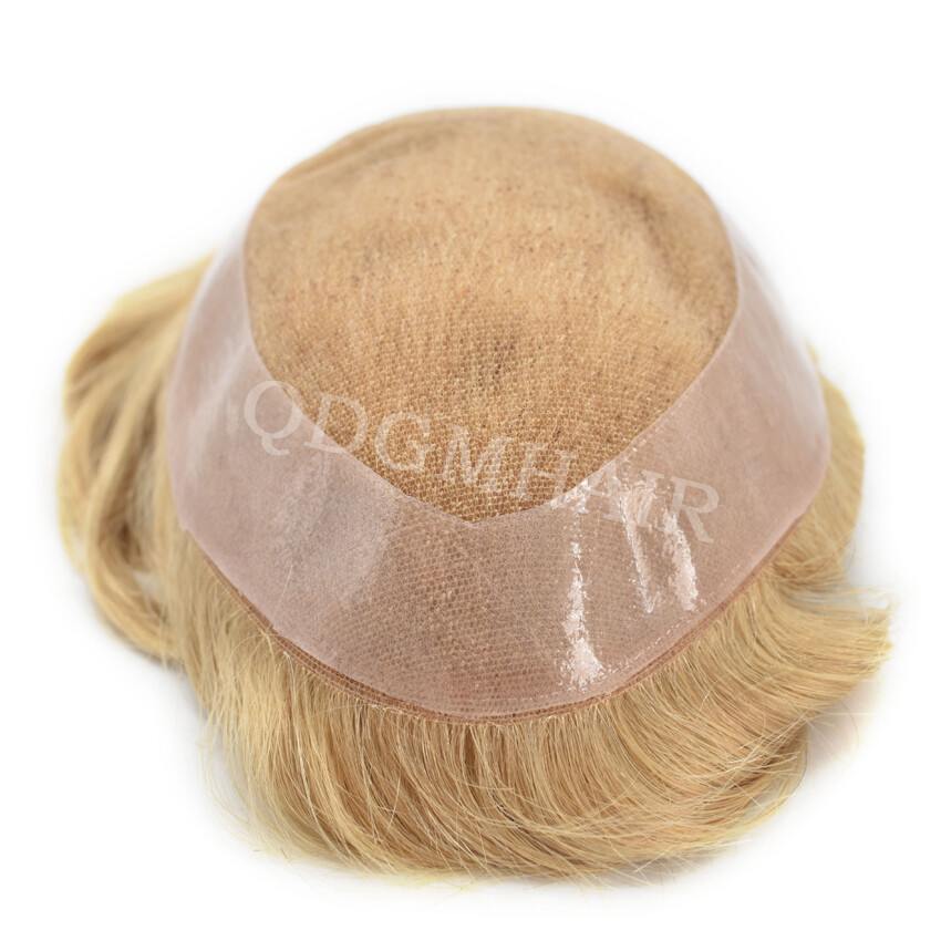 French Lace Mens Toupee Hairpiece Poly Skin PU Around Hair Replacement System US