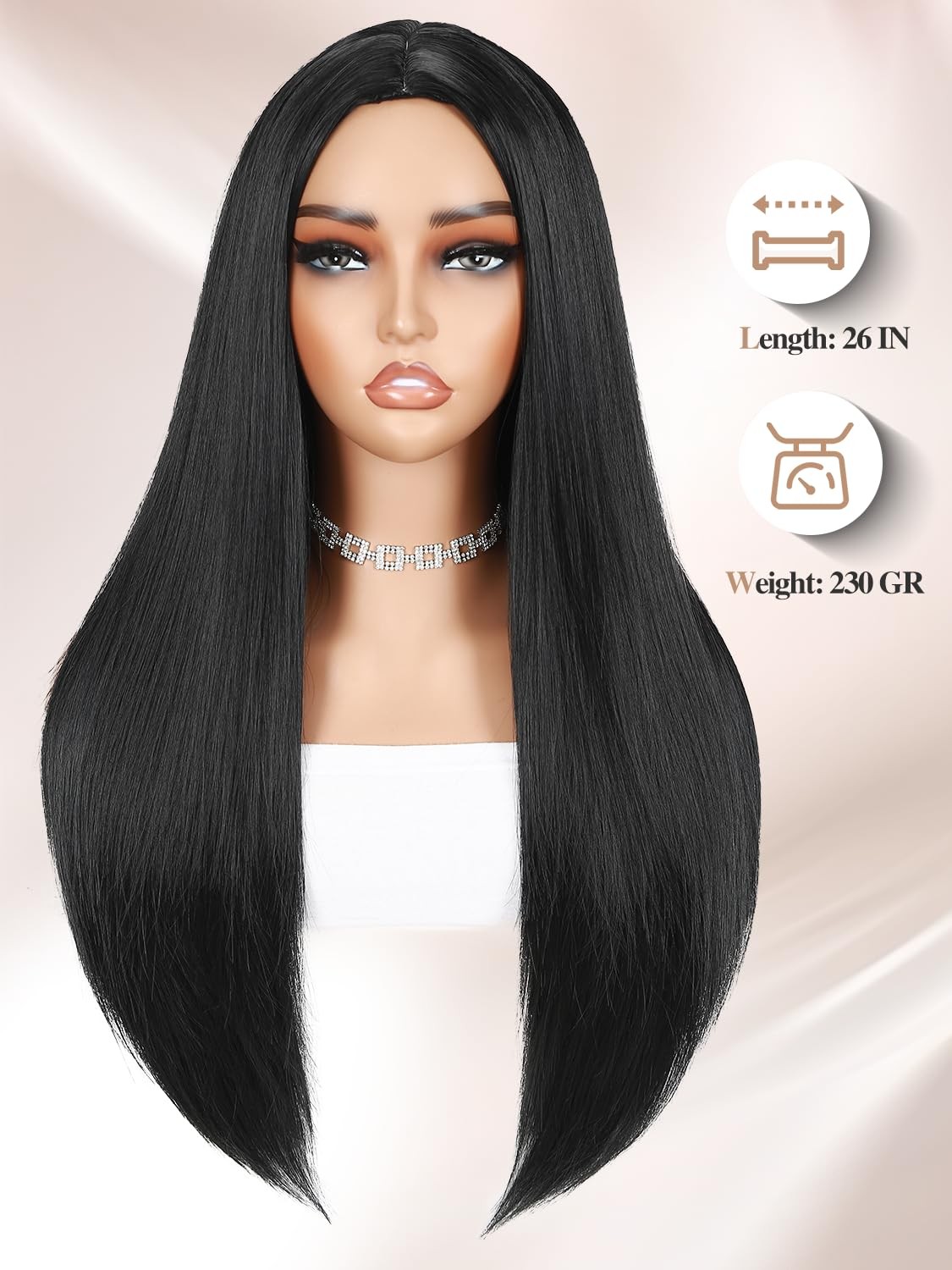 Long Black Wigs Straight Black Hair Dye Wig for Women Middle Part Synthetic H…