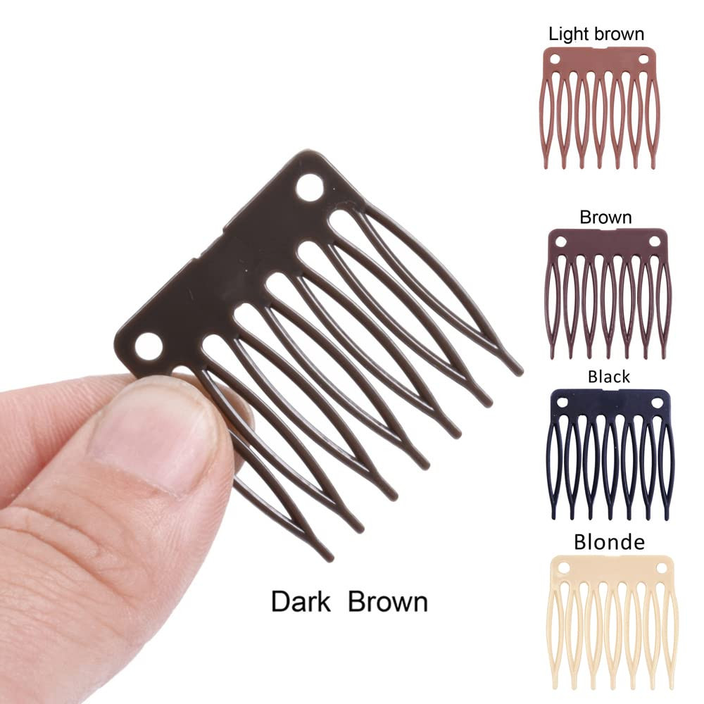 50 PCS Hair Clip Combs for Wigs – 7-Teeth Plastic Combs, Wig Cap