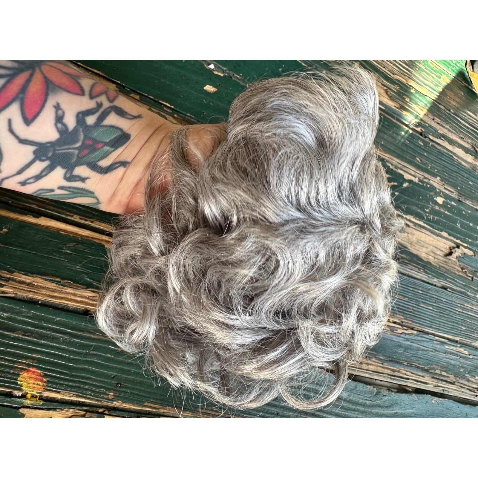 Eva Gabor Gabor of Rome Salt and Pepper Grey Curly Kanekalon Hair Piece Topper