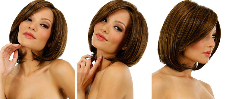 Classic Cap women Synthetic straight Short Brown Full wig HengFeng SHL13