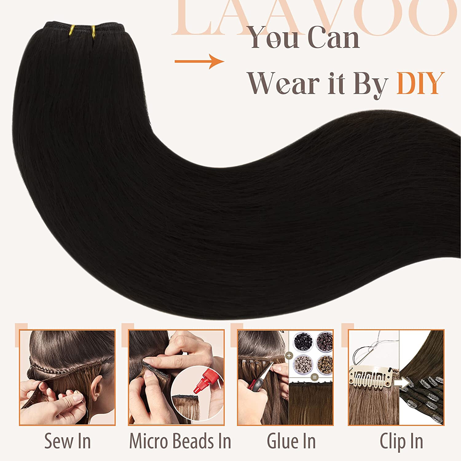 Sew in Wefts Hair Extensions 100% Real Human Hair Double Weft Bundles 16-30inch