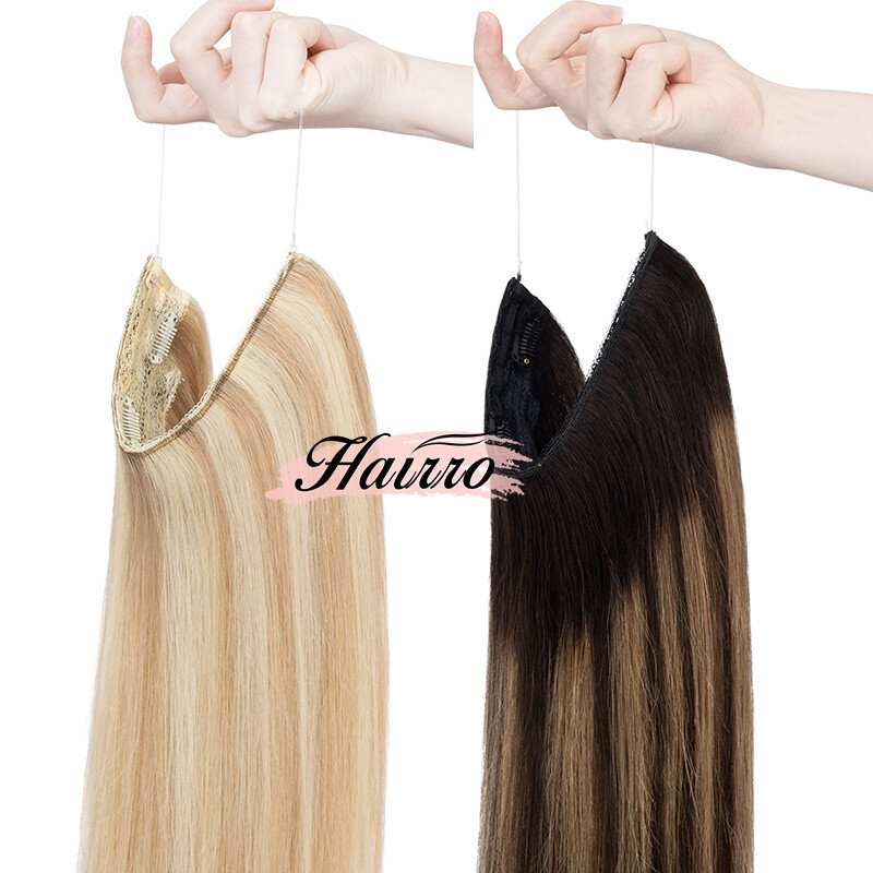 Wire In 100% Remy Human Hair Extensions Russian Remy Hidden Ring Hairpiece Thick