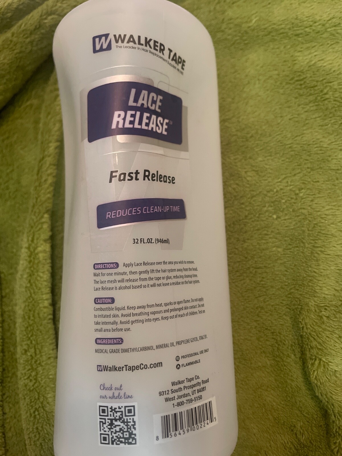 WALKER TAPE LACE RELEASE 32OZ GLUE ADHESIVE REMOVER 1 QUART BOTTLE- NEW & SEALED