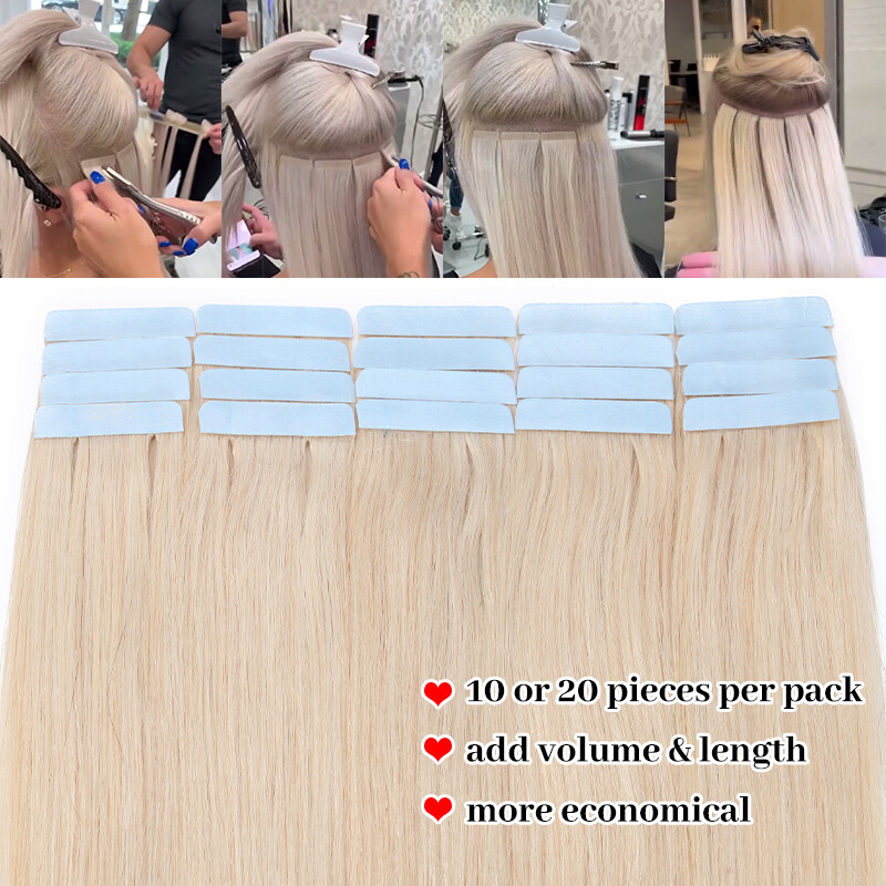 9A Russian Tape In Remy Human Hair Extensions Full Head Skin Weft Straight THICK