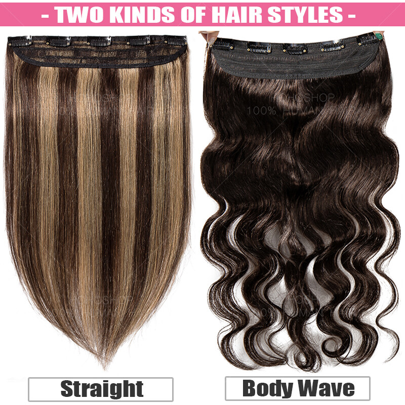 One Piece Clip In 100% Real Remy Human Hair Extensions Full Head Weft Long THICK