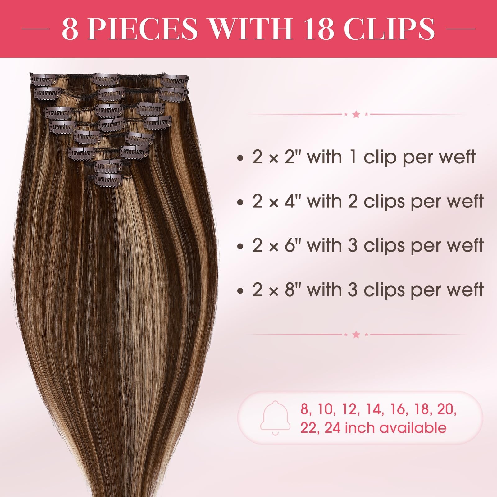 Clip In Hair Extensions 100% Real Human 10 Inch 8pcs 75g – Easy to Wear