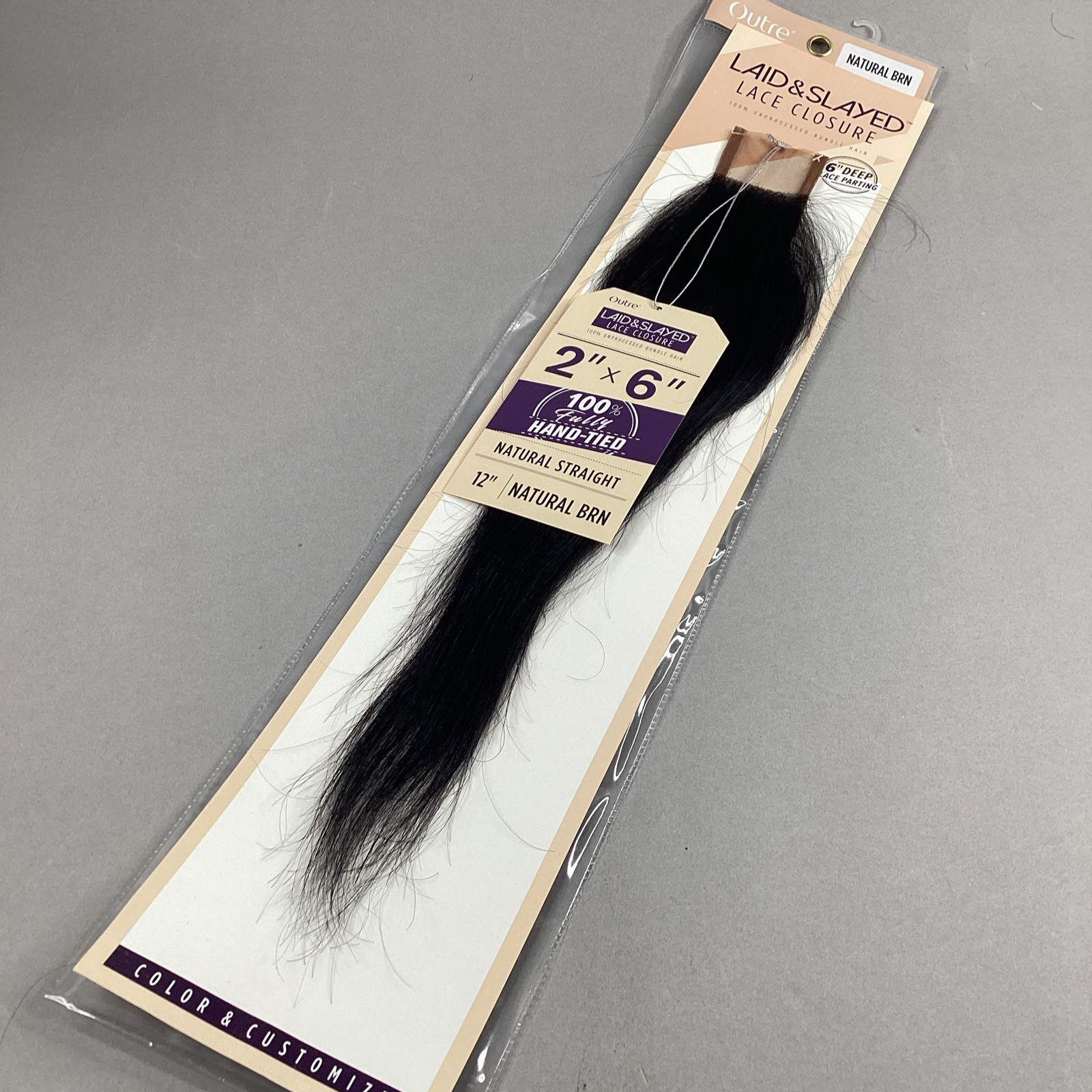 12” Straight Natural Brown Melted Lace Closure Unprocessed Human Hair 2” x 6”