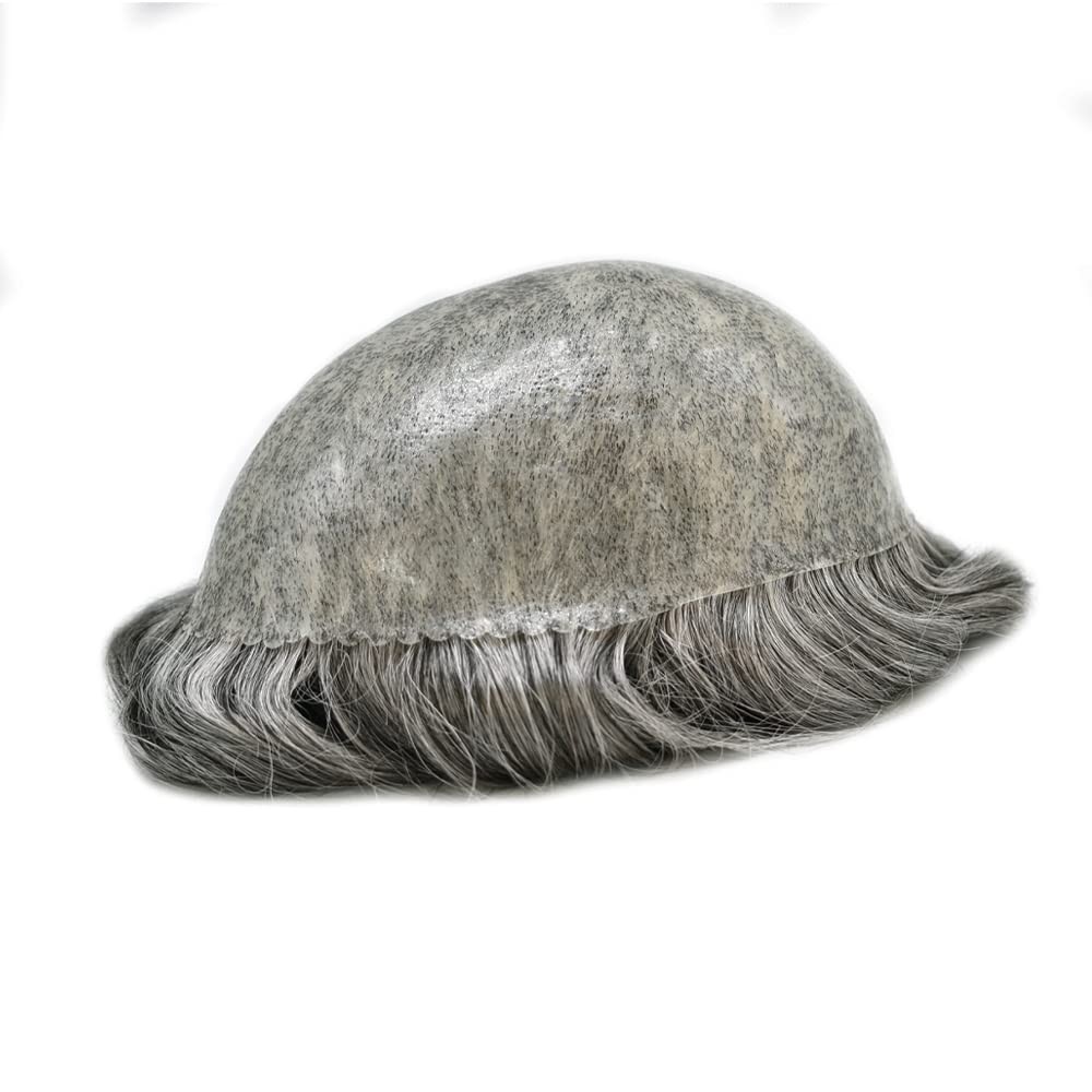 THIN SKIN Mens Toupee HumanHai Replacement Full Poly Skin PU System Wig for Men
