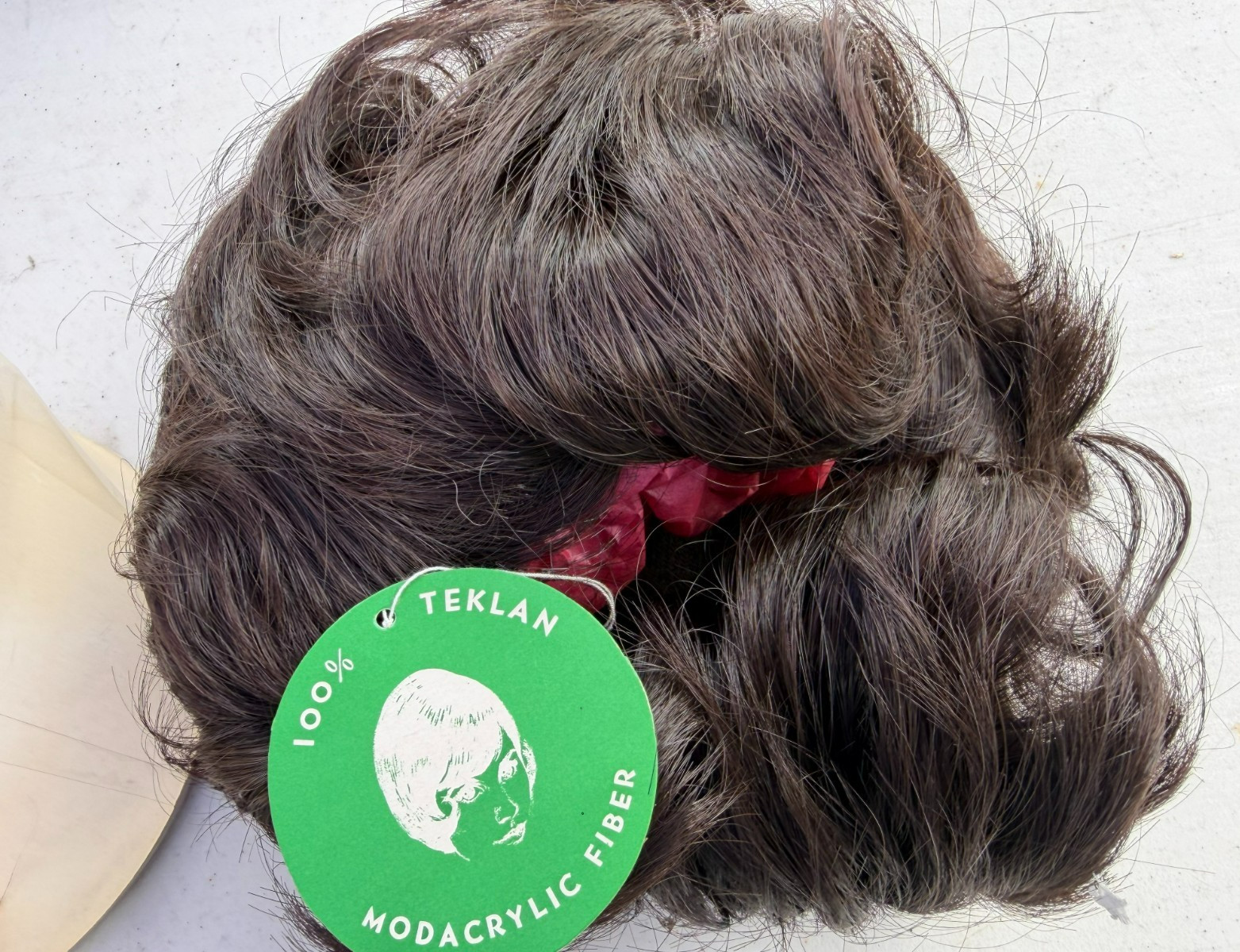 Normandy Hall 100% Teklan Modacrylic Fiber Off-Black Wig NWT w Plastic Packaging