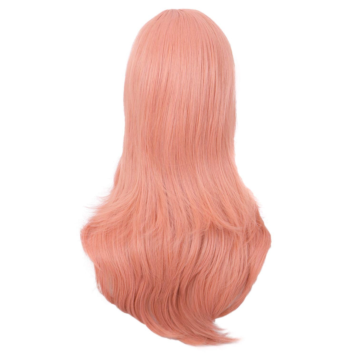 28 Inch Orange Pink Curly Cosplay Wig Women Side Bangs Long Synthetic