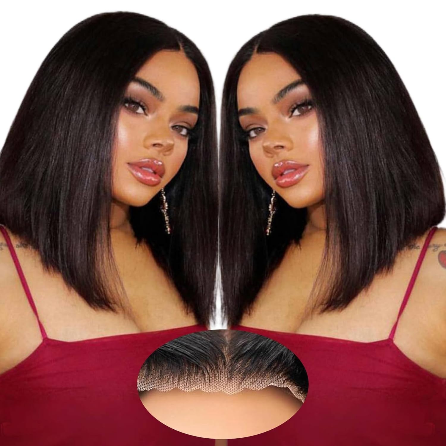 Wear and Go Glueless Bob Wig Human Hair 4×4 Lace closure Short Straight Bob Wig