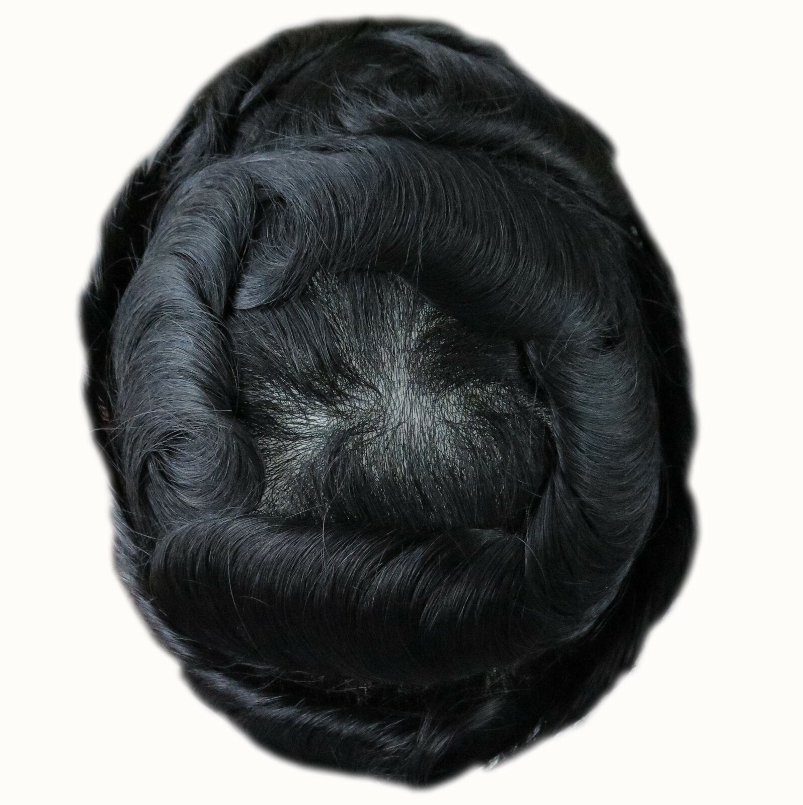 Mens Toupee Hair Replacement System V-loop Super Thin Skin Human Hairpiece